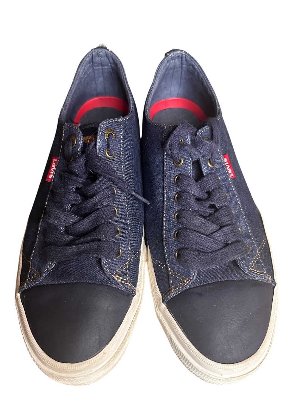 Levi's Men's Dark Blue 501 Canvas Low-Top Sneakers with Navy Toe Caps